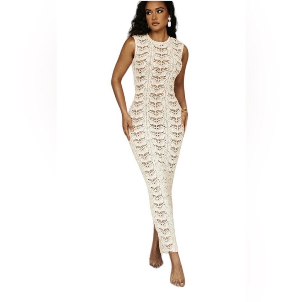 JLUXLABEL Mykonos Crochet Dress in Buttercream
